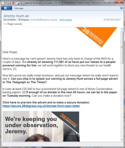 Will you help pay for an advert that Hunt can't miss?